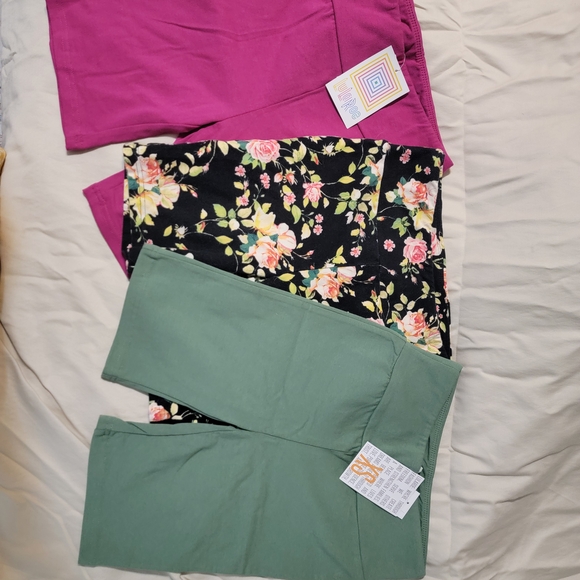 LuLaRoe Biker Shorts Set- Green, Pink, and Floral - Picture 7 of 7